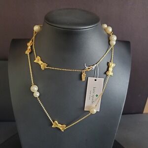 Kate Spade New York All Wrapped Up in Pearls Scatter Necklace Gold Plated NWT